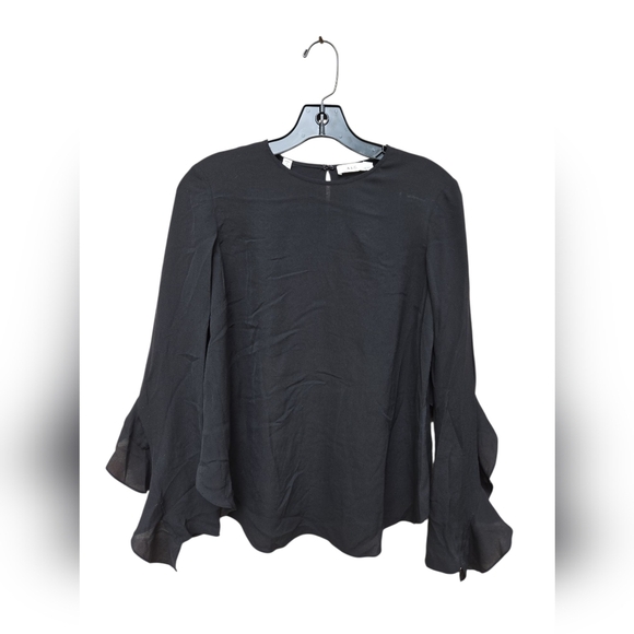 A.L.C. Cooper Silk Black Open Back Long Sleeve Blouse Size 0 - Picture 3 of 6